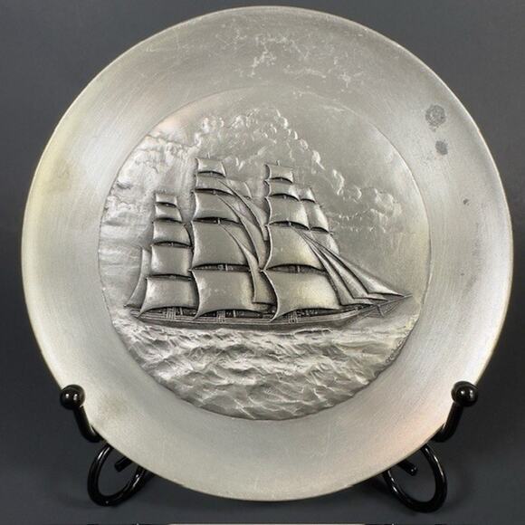 Lance/Hudson Fine Pewter, Plate/Plaque Sailing Ships Decorative Set of 2 USA - Picture 4 of 16